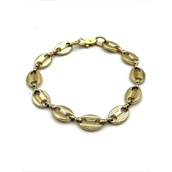 Vintage Flat Mariner Chain Link Gold Tone Bracelet 6.75" - Picture 3 of 7